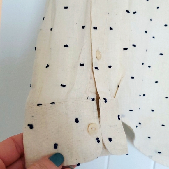 Fossil Button Down Polka Dot Linen Shirt (Small) - Picture 5 of 7